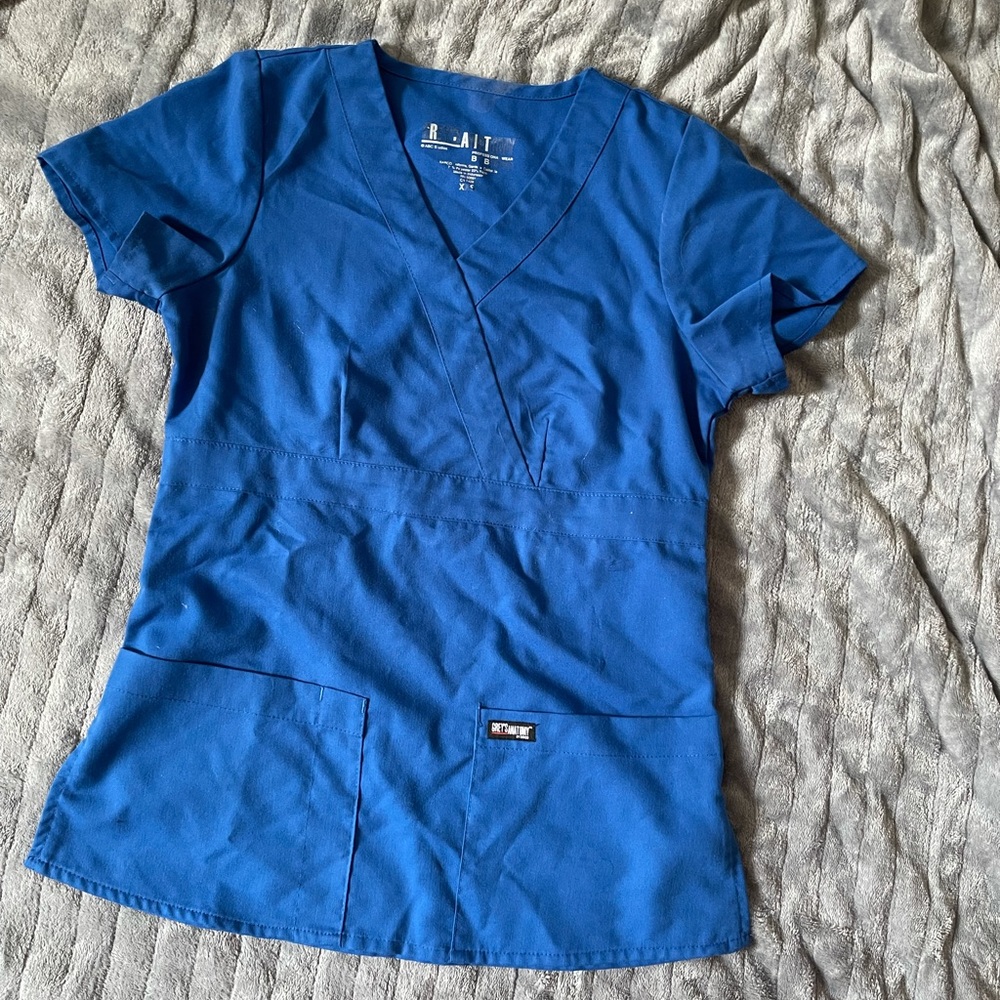 Navy blue greys anatomy barco scrub top